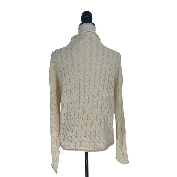 KULE The Mirabelle Cream Mock Neck Cable Knit Cotton Sweater Size Medium - Picture 11 of 13